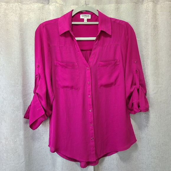Express Tops - Express‎ Fuchsia Portofino Shirt Size Small